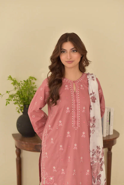 Rosé Bloom Embroidered 3 Piece Suit