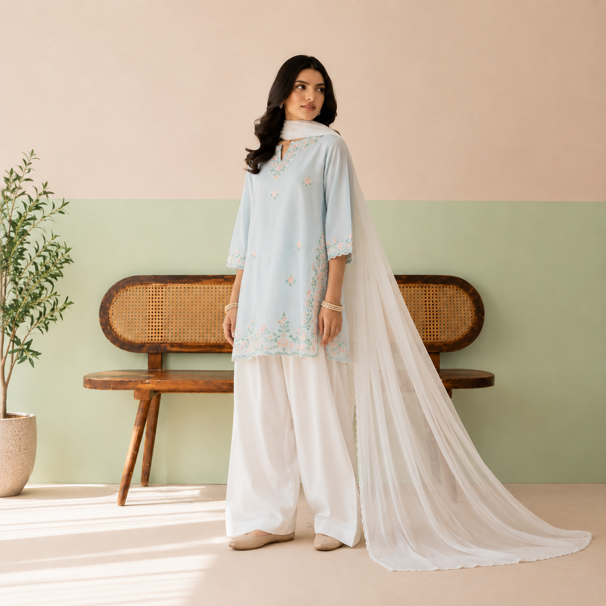 ICE BLUE 3 PC EMBROIDERY