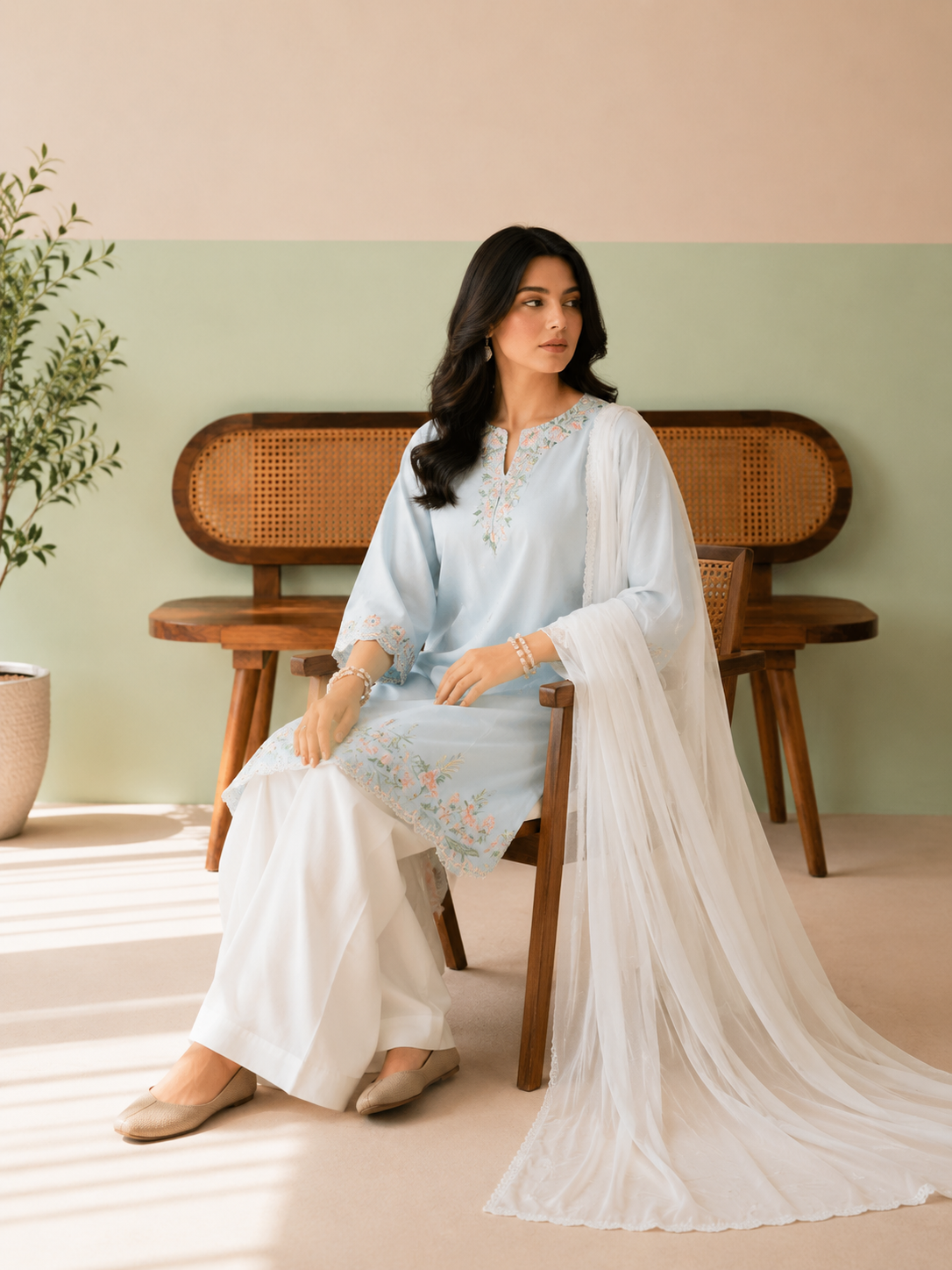 ICE BLUE 3 PC EMBROIDERY