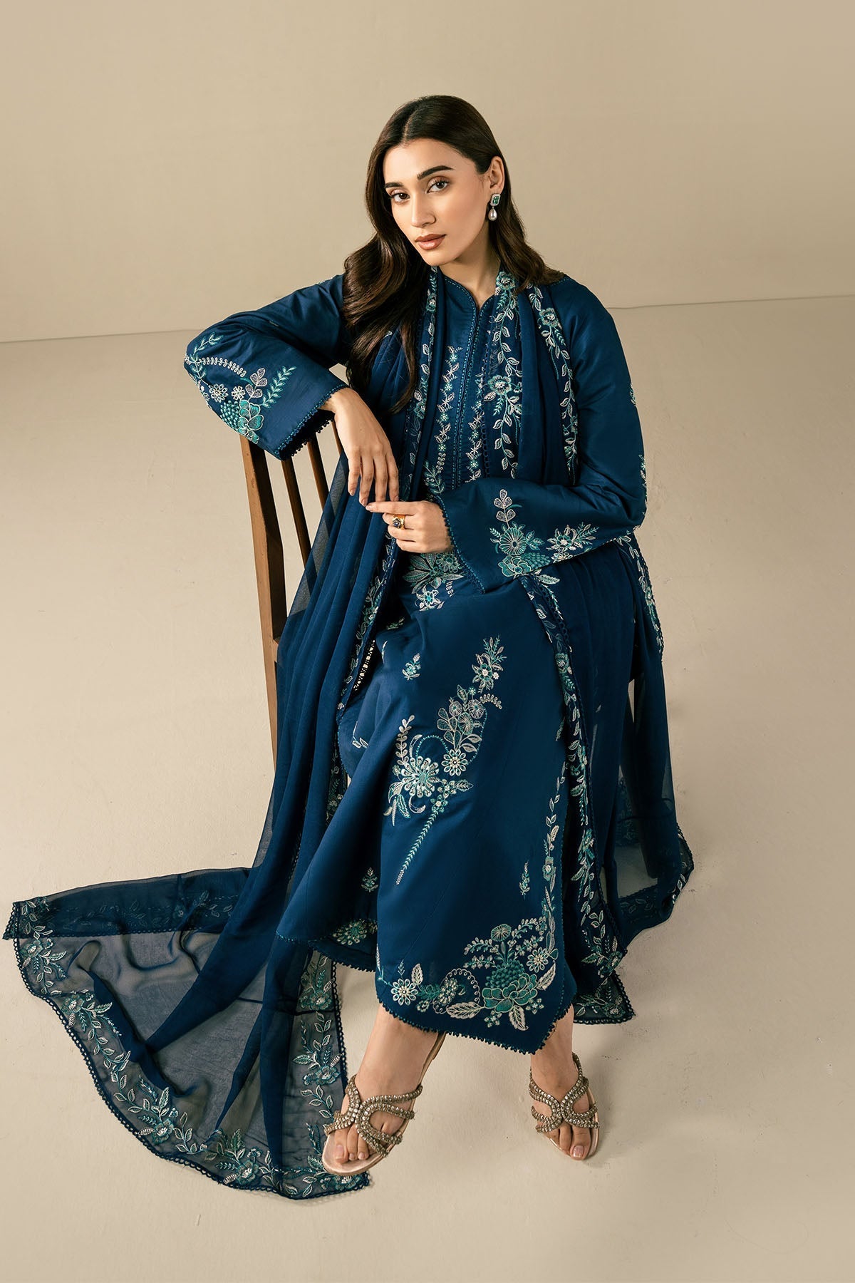 Midnight Royale Embroidered 3 Piece Suit