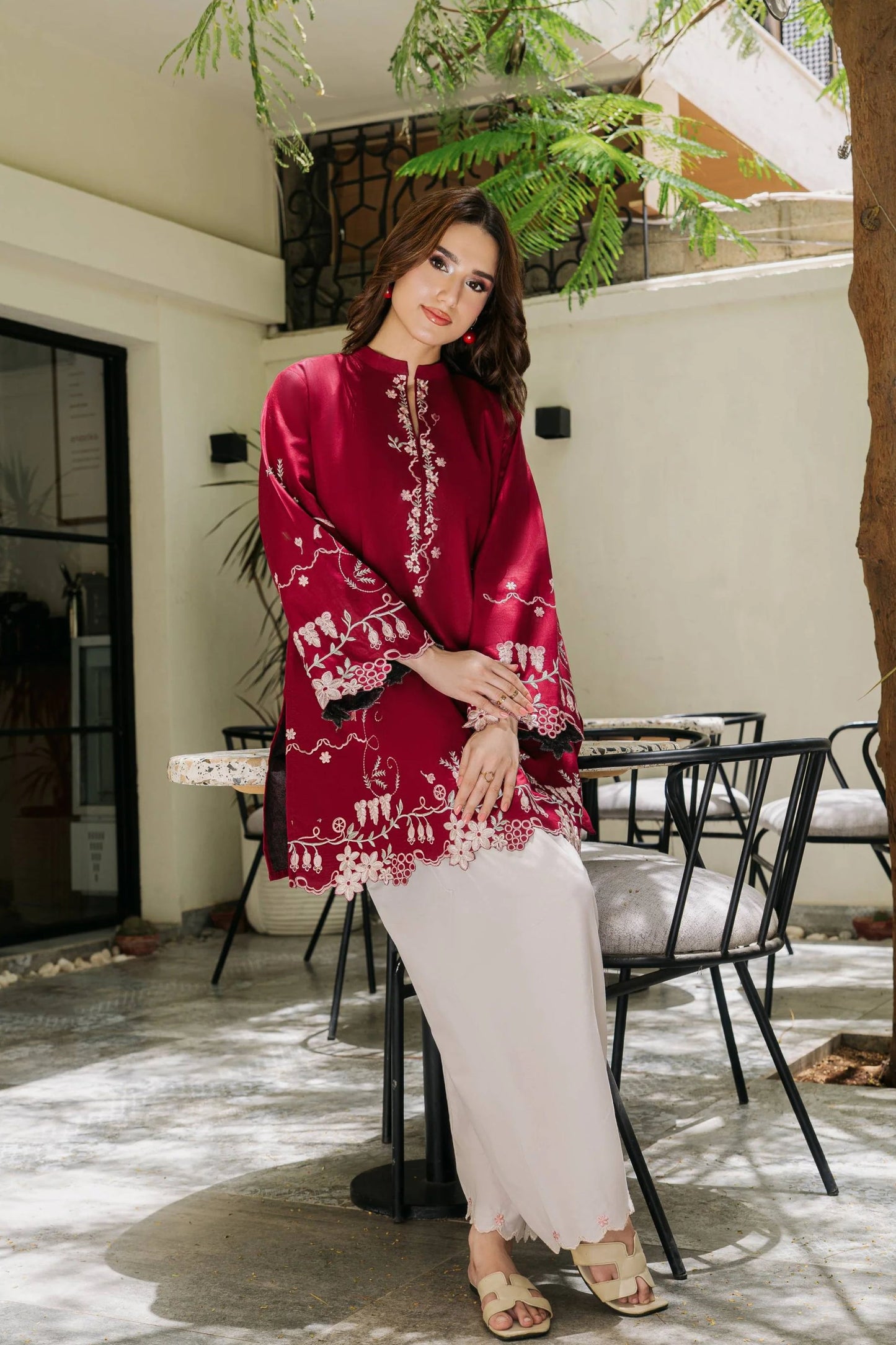 Crimson Embroidered 3PC Suit