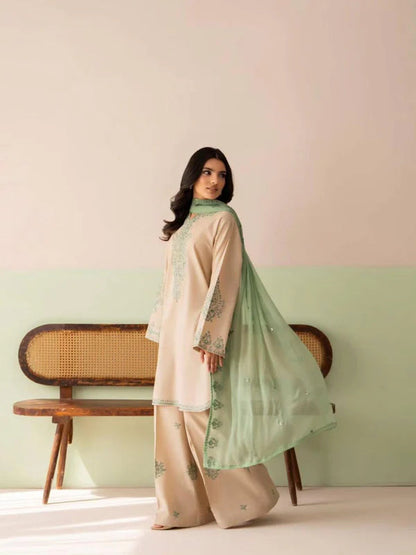 Cream & Mint Emb 3pc