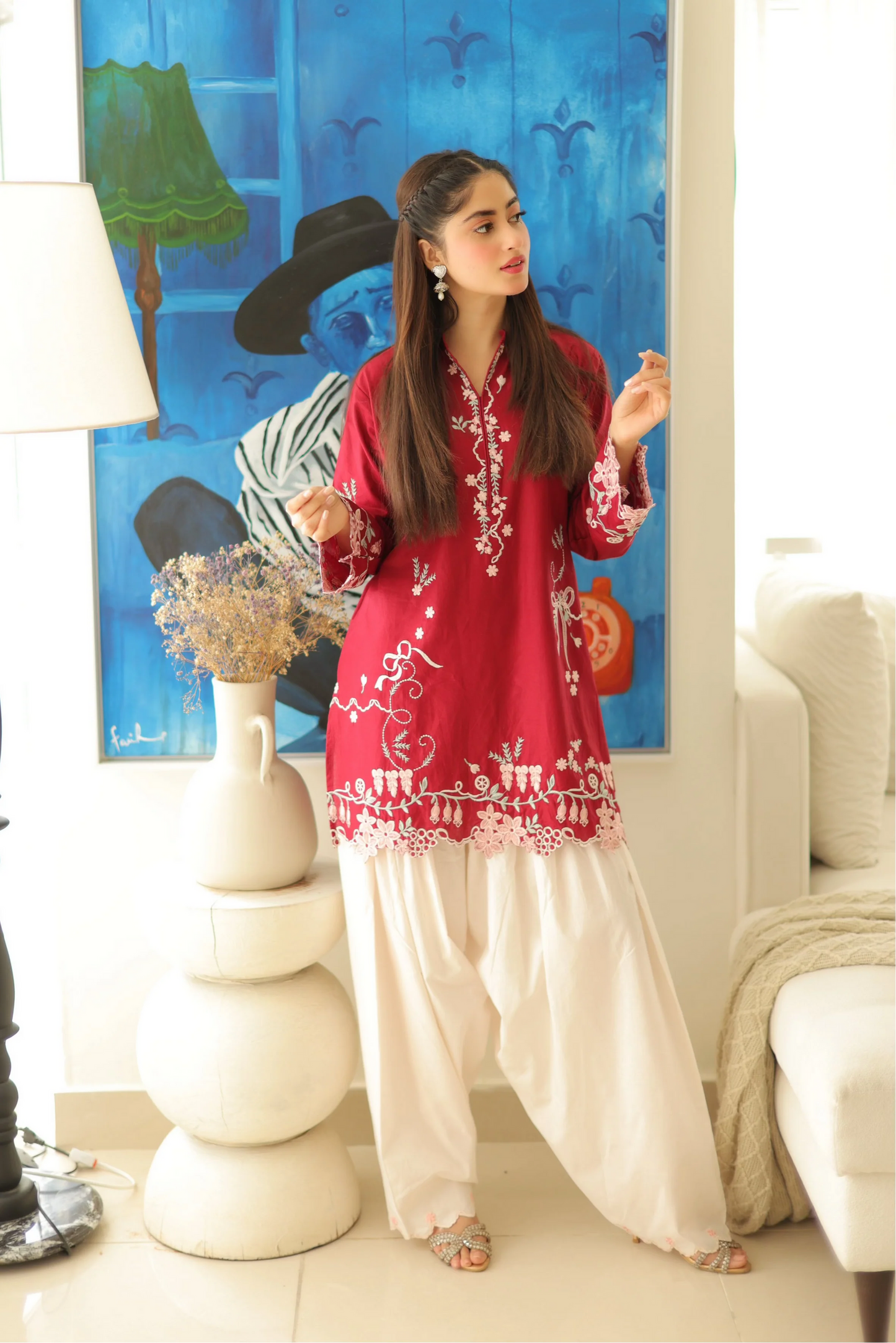 Crimson Embroidered 3PC Suit