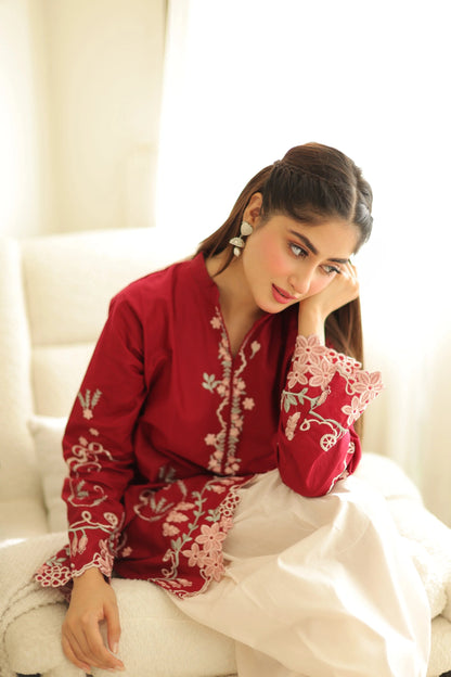 Crimson Embroidered 3PC Suit