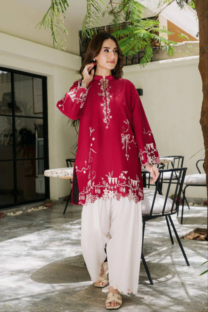 Crimson Embroidered 3PC Suit