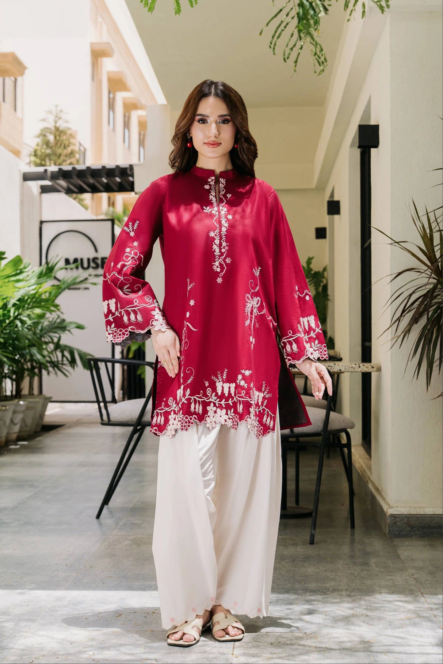 Crimson Embroidered 3PC Suit