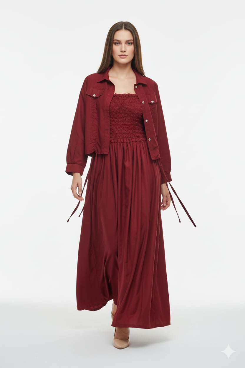 Jacket style Maxi MEHROON